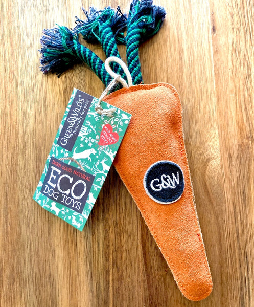 Eco Friendly Dog Toy, Candice Carrot Eco Dog Toy, Orange Suede